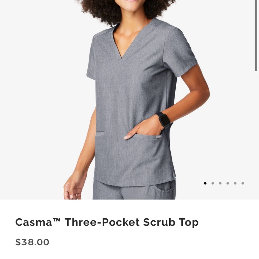 XXS Graphite - Casma Three Pocket Scrub Top - FIGS
